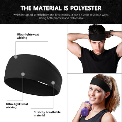 LTHYHJ Men's Neutral Black Wavy Spring Outdoor Sports 6-Piece Headband Set - Spandex Metal Headband for Running, Cycling, Yoga