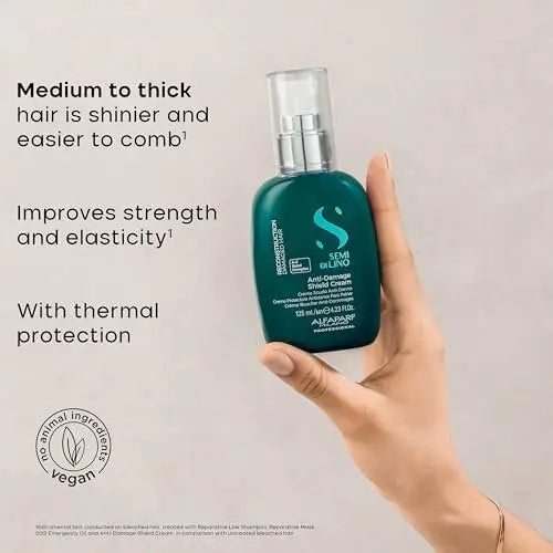 Alfaparf Milano Semi di Lino Reconstruction Bond Repair Hair Treatment Cream - Thermal Protector & Breakage Shield - Leave-In for Damaged Hair, Vegan (4.23 oz) Avelisse