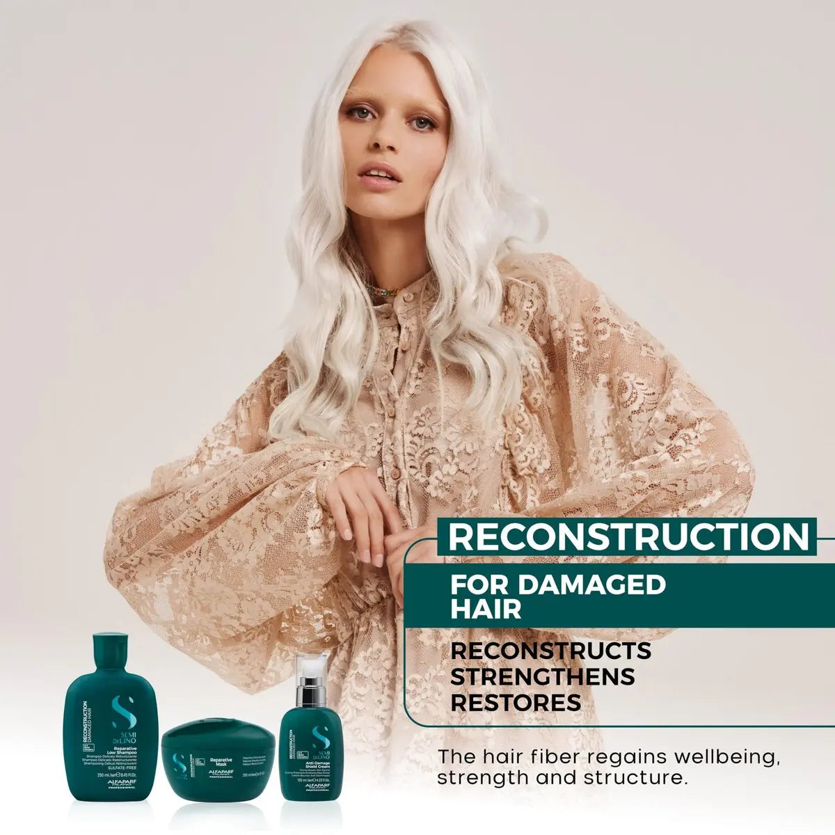 Alfaparf Milano Semi di Lino Reconstruction Bond Repair Hair Treatment Cream - Thermal Protector & Breakage Shield - Leave-In for Damaged Hair, Vegan (4.23 oz) Avelisse