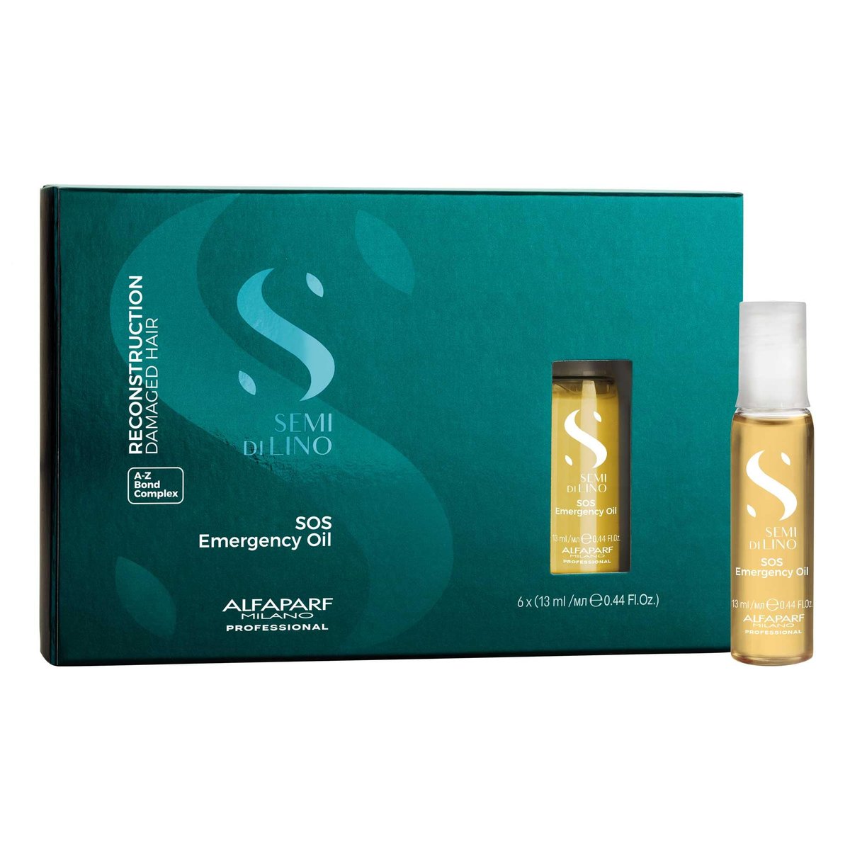 ALFAPARF MILANO Semi di Lino Reconstruction Reparative SOS Emergency Oil - Hair Breakage Treatment, Strengthening & Smoothing Damaged Hair, Hydrating Hair Oil, Vegan (6 Vials/2.64 oz) - görsel 1