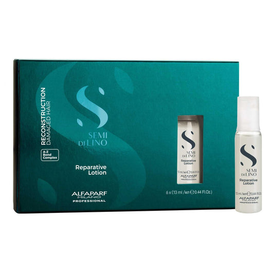 ALFAPARF MILANO Semi di Lino Reconstruction Reparative Lotion Treatment - 6 Vials, 2.64 oz - Thermal Protection & Anti-Breakage for Damaged Hair Avelisse