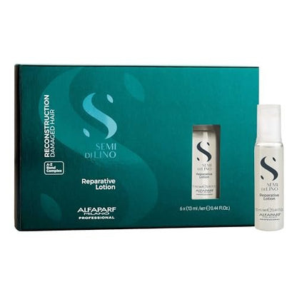 ALFAPARF MILANO Semi di Lino Reconstruction Reparative Lotion Treatment - 6 Vials, 2.64 oz - Thermal Protection & Anti-Breakage for Damaged Hair Avelisse