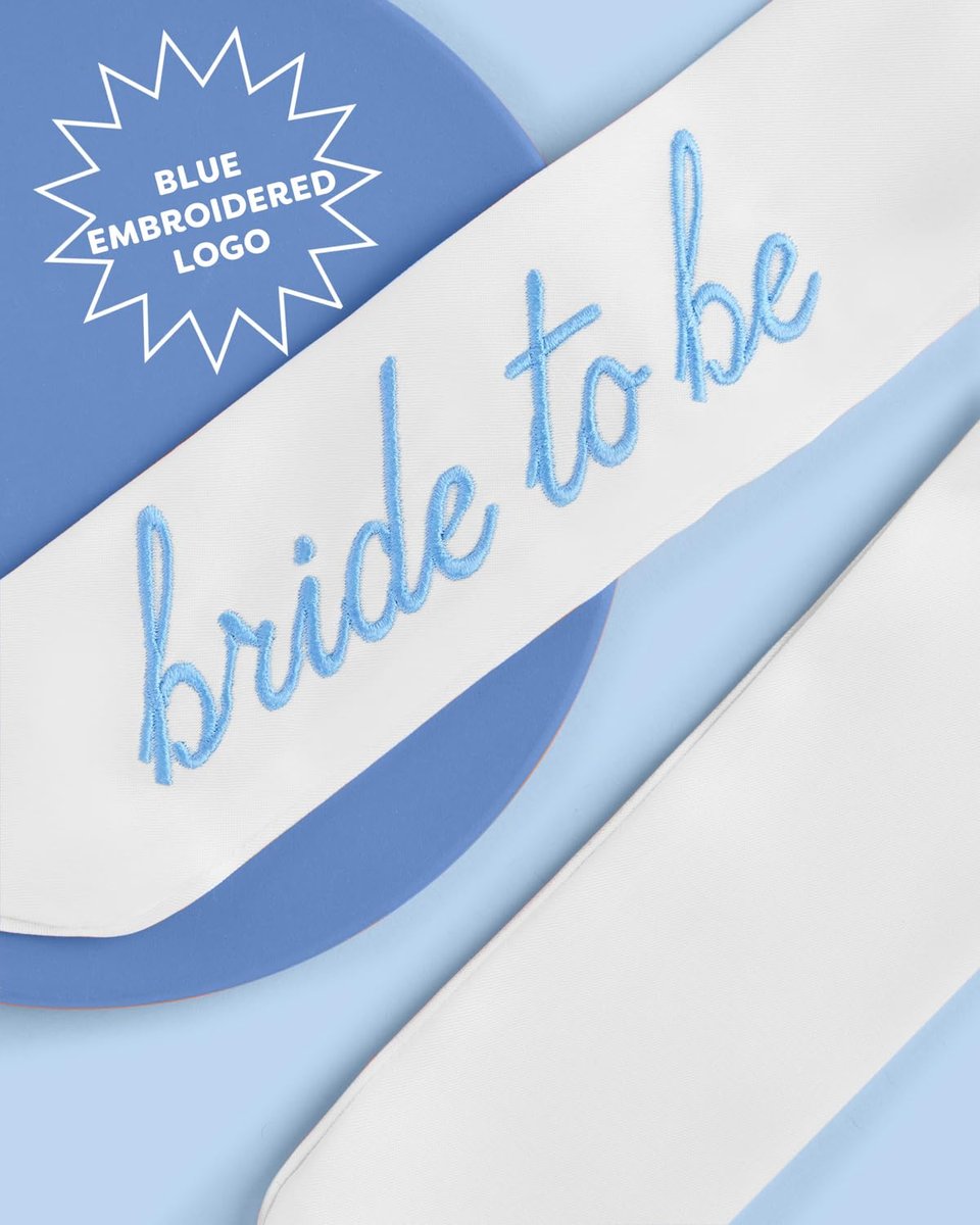 xo, Fetti Blue Bride to Be Embroidered White Hair Bow - Bachelorette Party Hairpiece, Bridal Shower Accessory, Bridesmaid Gift, Wedding Headband, Engagement Accessory - görsel 9