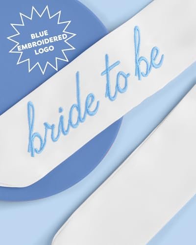 xo, Fetti Blue Bride to Be Embroidered White Hair Bow - Bachelorette Party Hairpiece, Bridal Shower Accessory, Bridesmaid Gift, Wedding Headband, Engagement Accessory - görsel 10