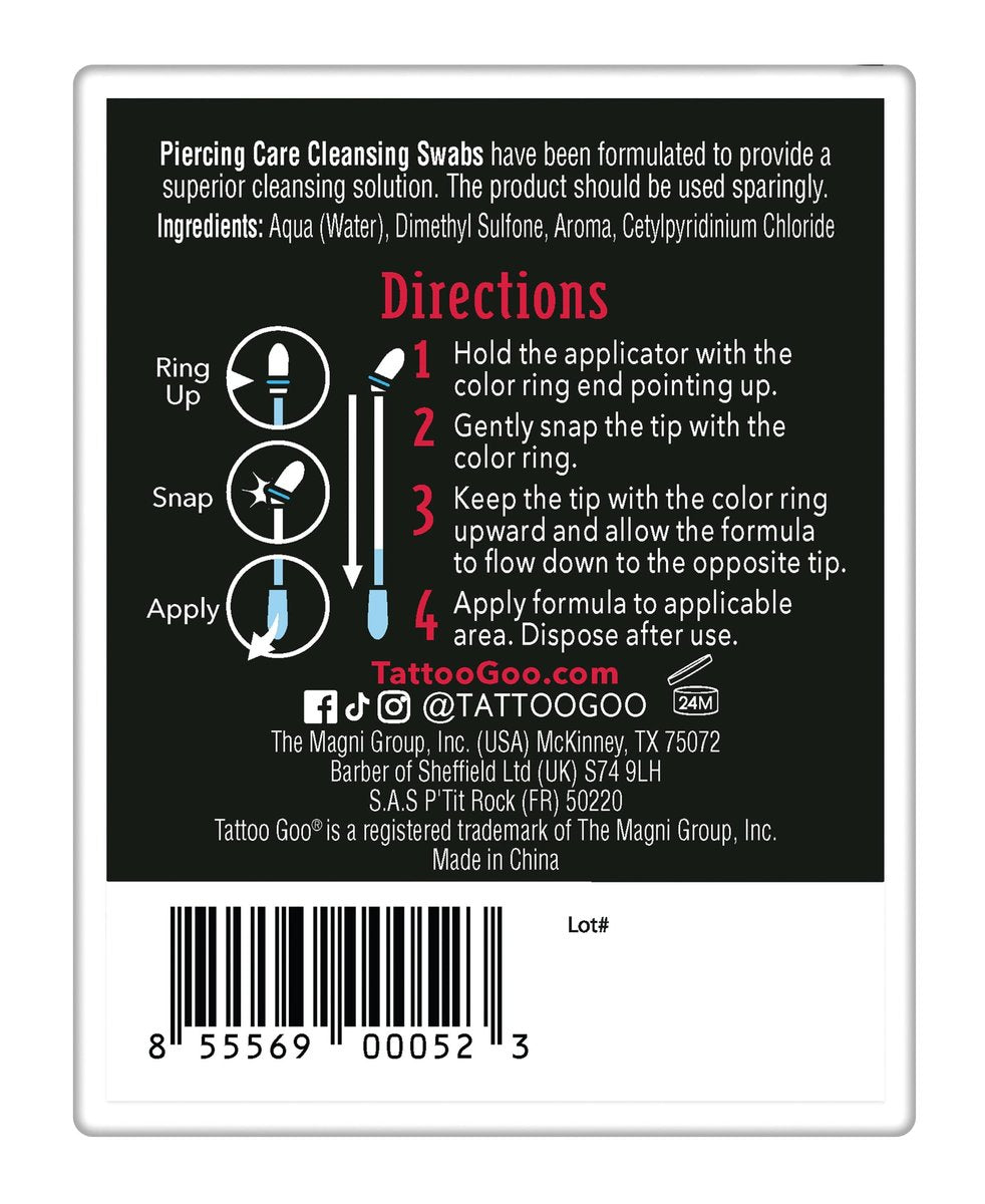 Tattoo Goo Piercing Care Cleansing Swabs – 24 Count Medicated Aftercare Swabs, Alcohol-Free, Antiseptic Formula for Oral & Dermal Piercings - görsel 3