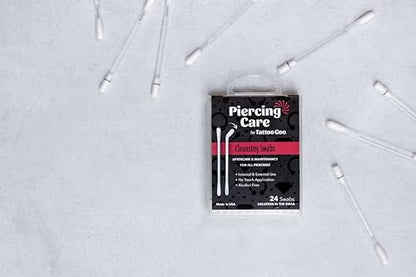 Tattoo Goo Piercing Care Cleansing Swabs – 24 Count Medicated Aftercare Swabs, Alcohol-Free, Antiseptic Formula for Oral & Dermal Piercings