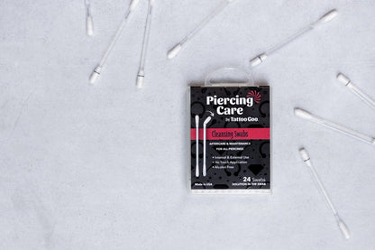 Tattoo Goo Piercing Care Cleansing Swabs – 24 Count Medicated Aftercare Swabs, Alcohol-Free, Antiseptic Formula for Oral & Dermal Piercings