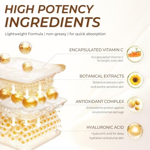 FIUMOT Deep Vitamin C Golden Capsule Hydrating Face Moisturizer - Antioxidant Protection, Lightweight Daily Skincare Avelisse