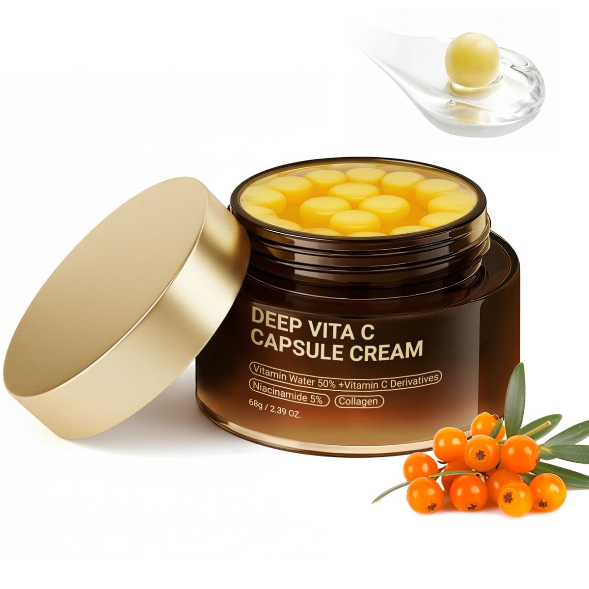 FIUMOT Deep Vitamin C Golden Capsule Hydrating Face Moisturizer - Antioxidant Protection, Lightweight Daily Skincare Avelisse