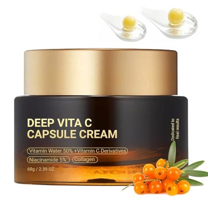 FIUMOT Deep Vitamin C Golden Capsule Hydrating Face Moisturizer - Antioxidant Protection, Lightweight Daily Skincare Avelisse