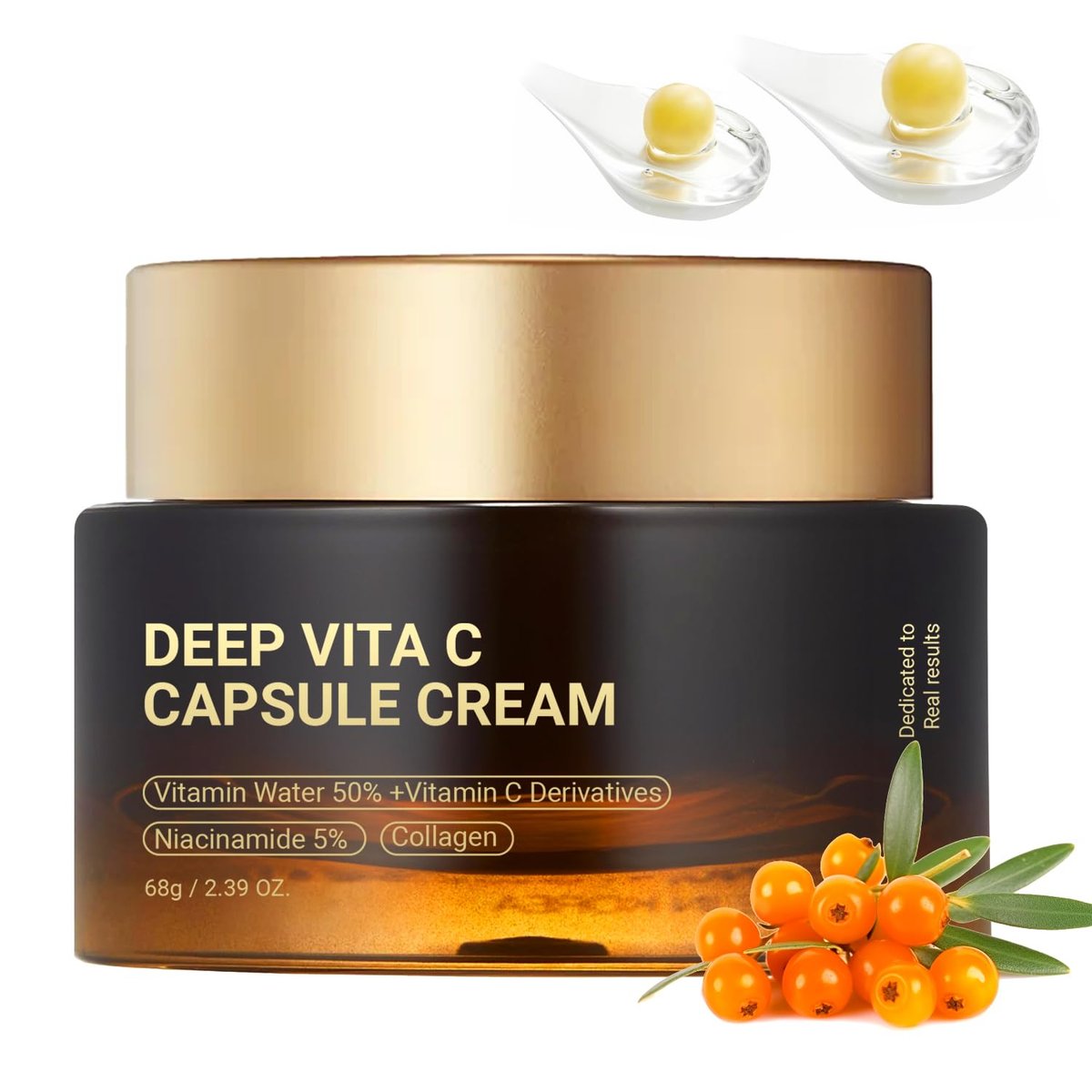 FIUMOT Deep Vitamin C Golden Capsule Hydrating Face Moisturizer - Antioxidant Protection, Lightweight Daily Skincare Avelisse