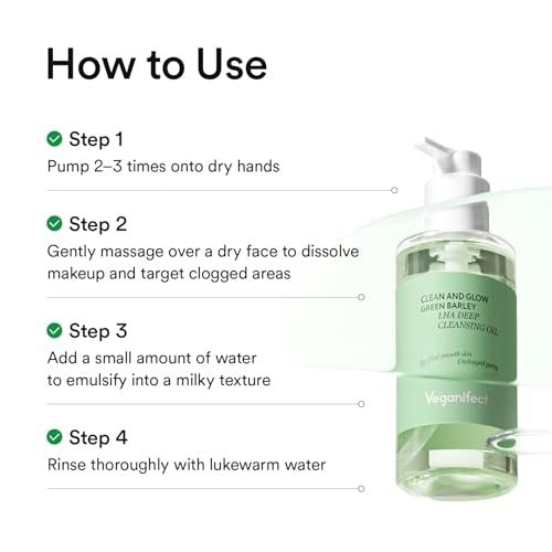 VEGANIFECT LHA Deep Cleansing Oil – Pore Control & Blackhead Remover, Gentle Hydrating Makeup Remover, Korean Skincare 205ml Avelisse