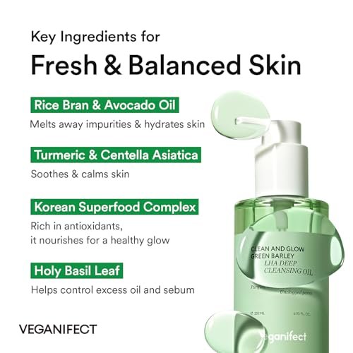 VEGANIFECT LHA Deep Cleansing Oil – Pore Control & Blackhead Remover, Gentle Hydrating Makeup Remover, Korean Skincare 205ml Avelisse