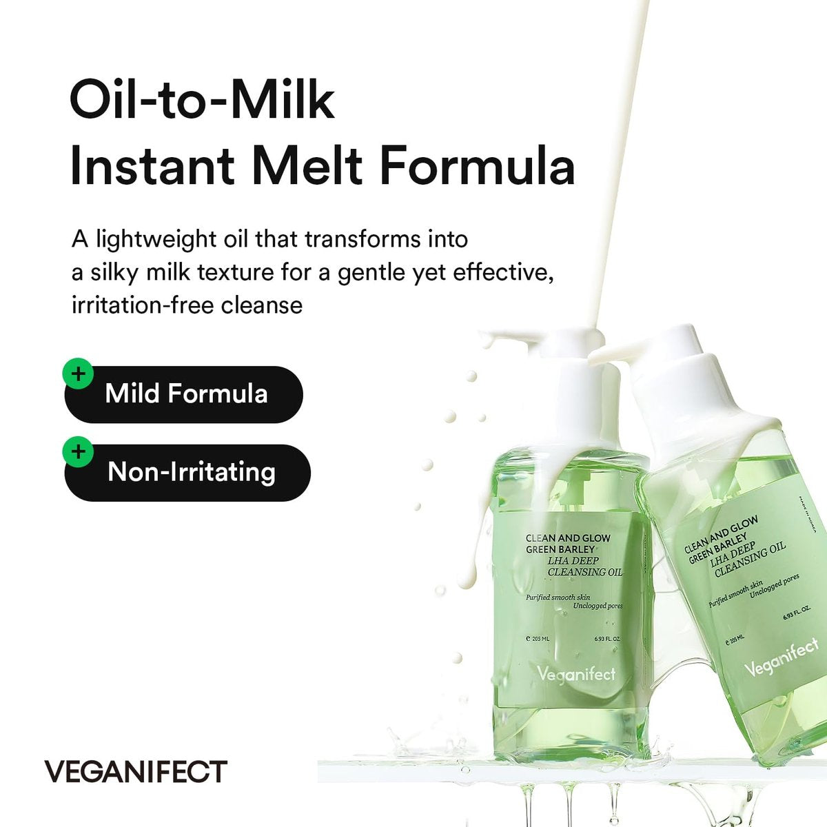 VEGANIFECT LHA Deep Cleansing Oil – Pore Control & Blackhead Remover, Gentle Hydrating Makeup Remover, Korean Skincare 205ml Avelisse