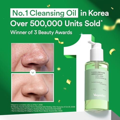 VEGANIFECT LHA Deep Cleansing Oil – Pore Control & Blackhead Remover, Gentle Hydrating Makeup Remover, Korean Skincare 205ml Avelisse