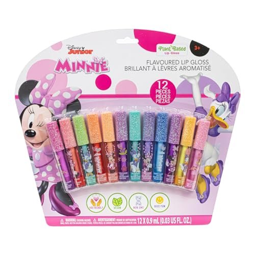 Disney Minnie Mouse 12 Piece Plant Based Lip Gloss Set - Girls Party Favors, First Makeup for Kids Ages 3+ - görsel 2