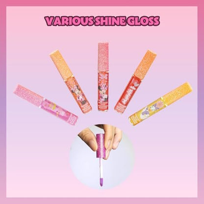 Disney Minnie Mouse 12 Piece Plant Based Lip Gloss Set - Girls Party Favors, First Makeup for Kids Ages 3+