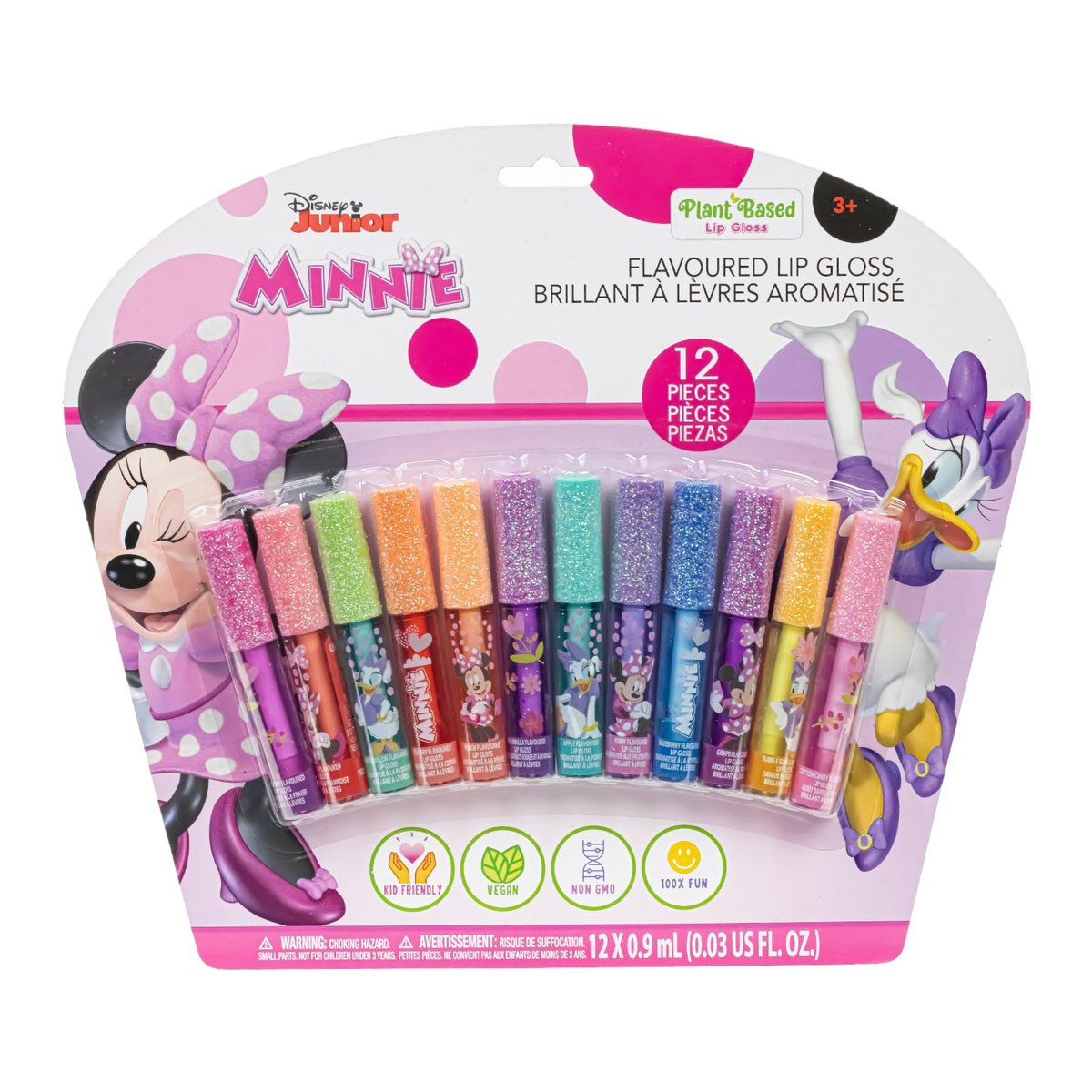 Disney Minnie Mouse 12 Piece Plant Based Lip Gloss Set - Girls Party Favors, First Makeup for Kids Ages 3+ - görsel 1
