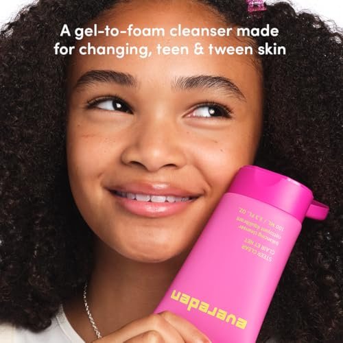 Evereden Steer Clear Balancing Jelly Cleanser for Teens - Vegan Face Wash for Oily & Pimple-Prone Skin - Pre Teen Skin Care Ages 10-12+ - 3.3 Fl Oz Avelisse