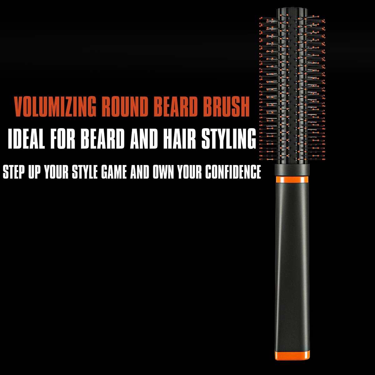 Round Beard Brush - Superior Grooming Tool for Styling Hair or Beard for Men, Round Bristle Heat-Resistant Curling Comb for Blow Drying, The Better Brush for All Hair Beard or Curls Types - görsel 4