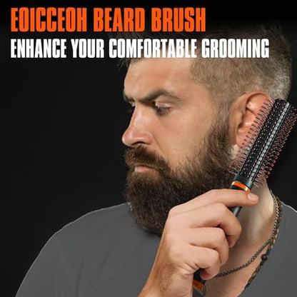 Round Beard Brush - Superior Grooming Tool for Styling Hair or Beard for Men, Round Bristle Heat-Resistant Curling Comb for Blow Drying, The Better Brush for All Hair Beard or Curls Types