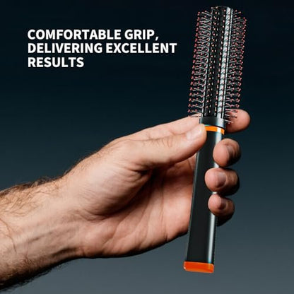 Round Beard Brush - Superior Grooming Tool for Styling Hair or Beard for Men, Round Bristle Heat-Resistant Curling Comb for Blow Drying, The Better Brush for All Hair Beard or Curls Types