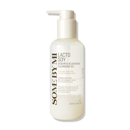 SOME BY MI Lacto Soy Sebum & Blackhead Cleansing Oil – 6.76oz (200ml) – Korean Vegan Makeup-Removing Oil Cleanser with Soybean Extract & Serine – Deep Cleansing for Blackheads & Pores