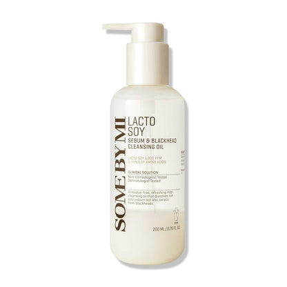 SOME BY MI Lacto Soy Sebum & Blackhead Cleansing Oil – 6.76oz (200ml) – Korean Vegan Makeup-Removing Oil Cleanser with Soybean Extract & Serine – Deep Cleansing for Blackheads & Pores