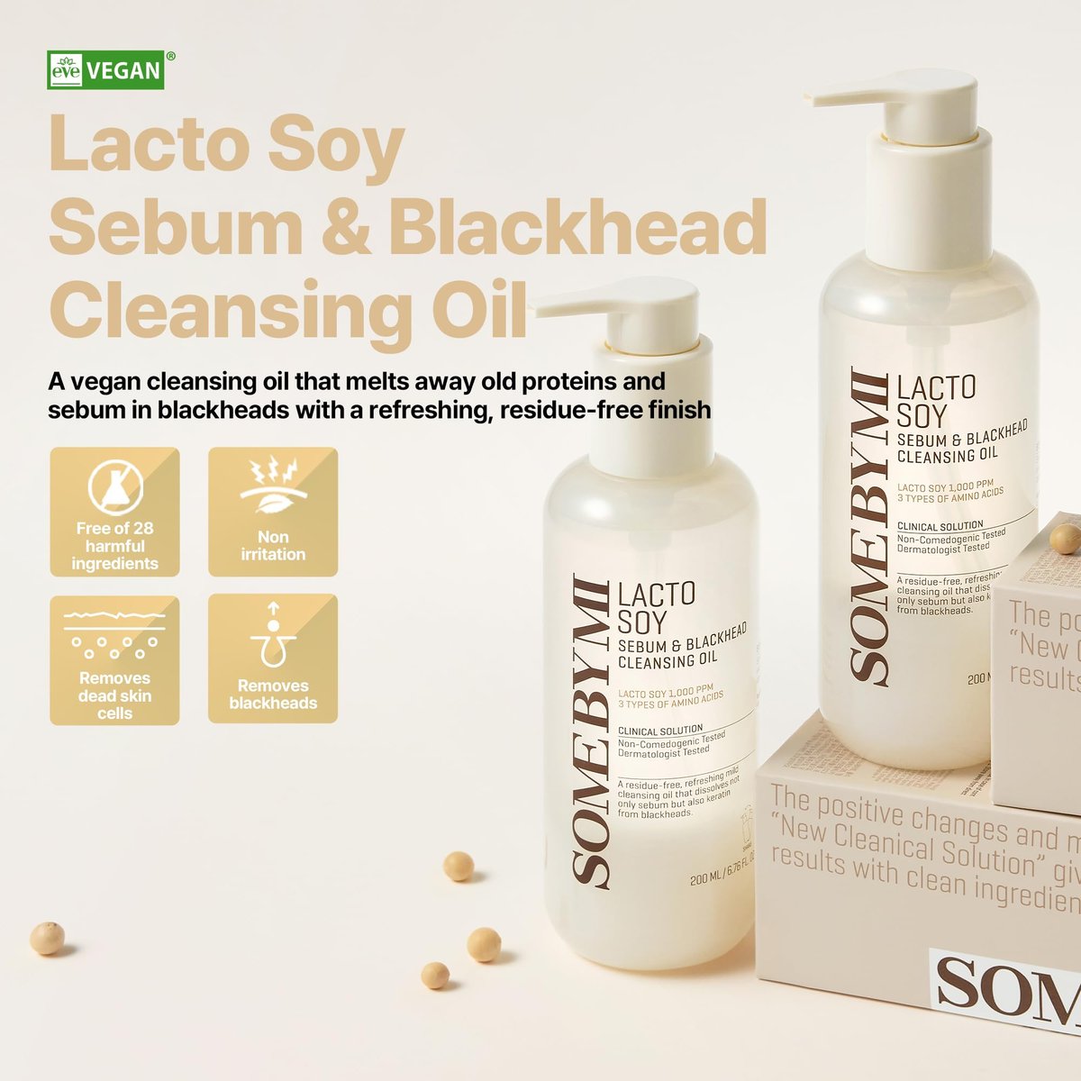 SOME BY MI Lacto Soy Sebum & Blackhead Cleansing Oil – 6.76oz (200ml) – Korean Vegan Makeup-Removing Oil Cleanser with Soybean Extract & Serine – Deep Cleansing for Blackheads & Pores - görsel 3