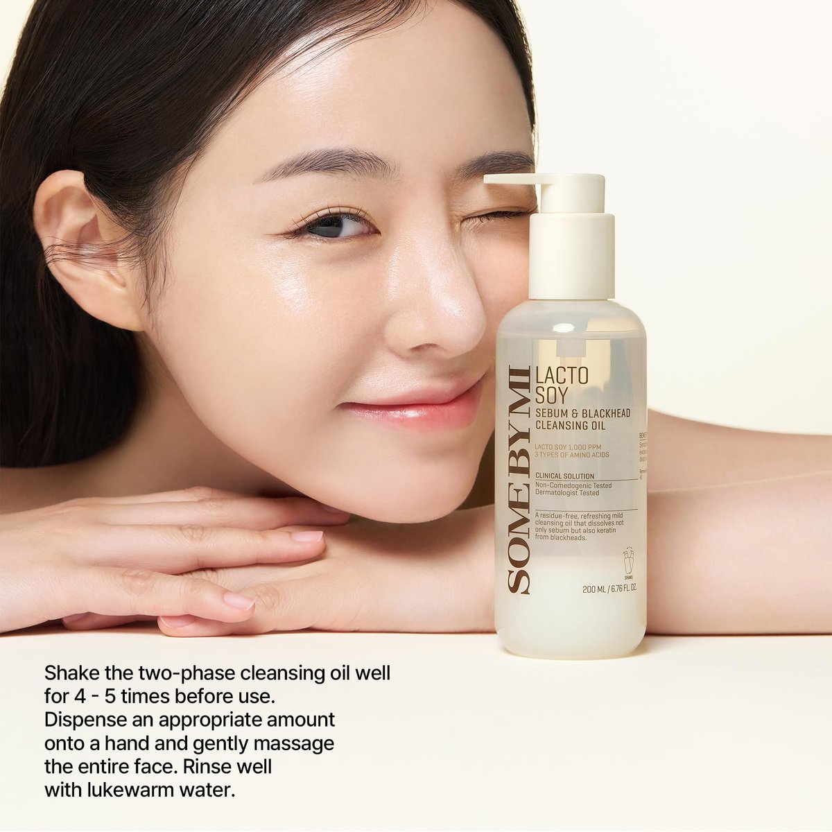 SOME BY MI Lacto Soy Sebum & Blackhead Cleansing Oil – 6.76oz (200ml) – Korean Vegan Makeup-Removing Oil Cleanser with Soybean Extract & Serine – Deep Cleansing for Blackheads & Pores - görsel 11