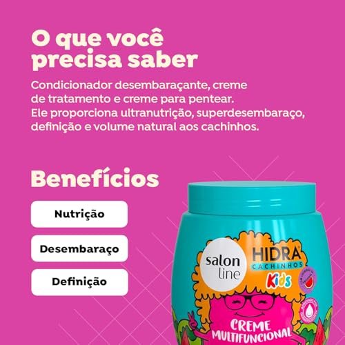 Salon Line Hidra Kids 3-in-1 Multifunctional Cream Watermelon 1 kg (35.27 oz) - Moisturizing Conditioner & Leave-In for Children - görsel 4