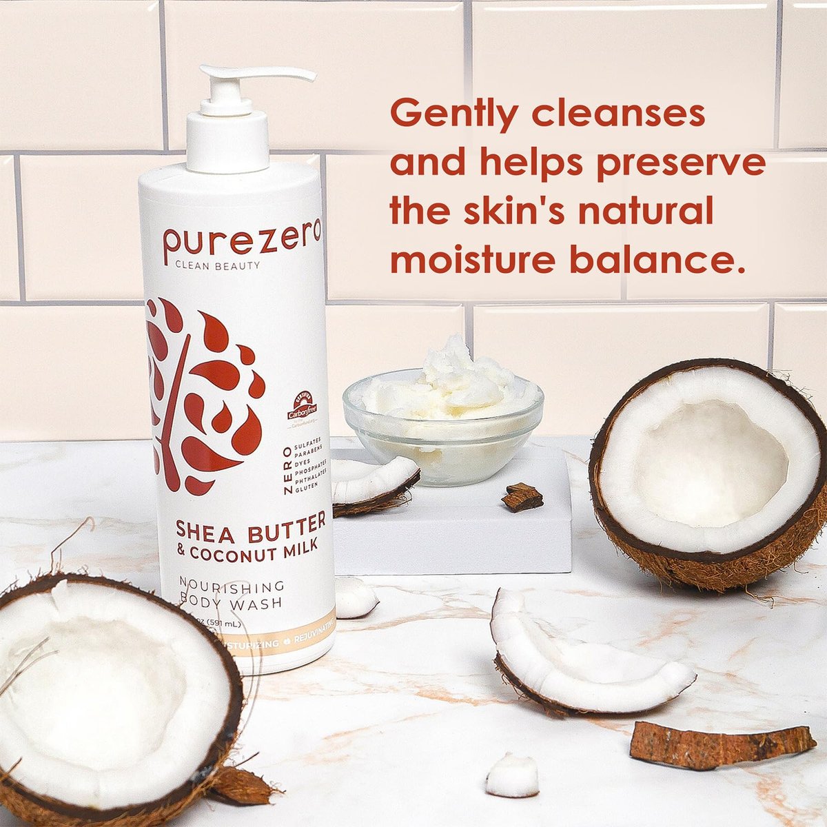 Purezero Shea Butter & Coconut Milk Body Wash – 20oz Hydrating Body Wash for Smooth, Elastic Skin – Zero Sulfates, Zero Parabens - görsel 7
