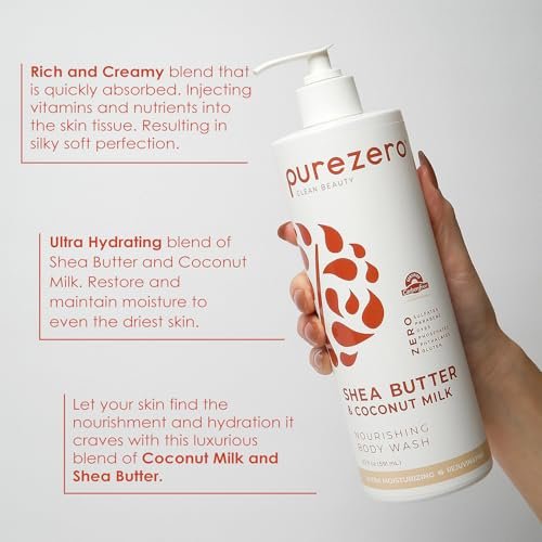 Purezero Shea Butter & Coconut Milk Body Wash – 20oz Hydrating Body Wash for Smooth, Elastic Skin – Zero Sulfates, Zero Parabens - görsel 6