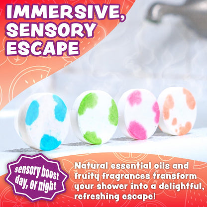 Tub Works Fruit Fusion Shower Steamers for Kids - Variety 12 Pack | Fresh & Fruity Aromatherapy Shower Bombs | Fun Sensory Shower Experience Avelisse