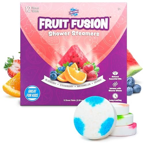 Tub Works Fruit Fusion Shower Steamers for Kids - Variety 12 Pack | Fresh & Fruity Aromatherapy Shower Bombs | Fun Sensory Shower Experience Avelisse