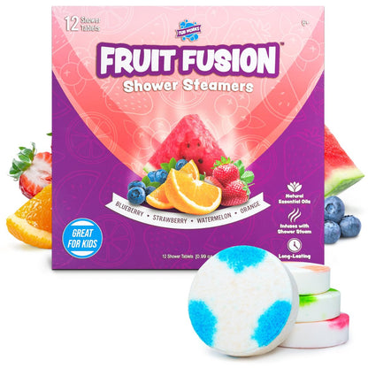 Tub Works Fruit Fusion Shower Steamers for Kids - Variety 12 Pack | Fresh & Fruity Aromatherapy Shower Bombs | Fun Sensory Shower Experience Avelisse