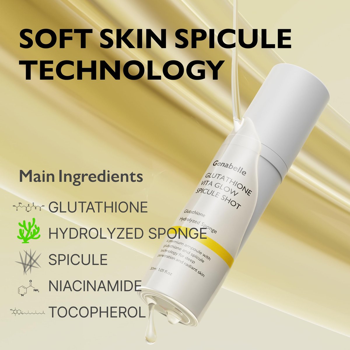Genabelle Glutathione Vita Glow Spicule Shot – 2,000 ppm Glutathione, Microneedling Effect with Spicules, Boosted Vitamin C, Clinically Proven Radiance-Enhancing & Skin Tone Enhancer - görsel 5