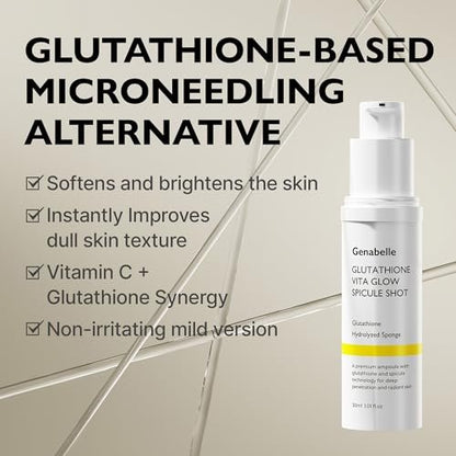 Genabelle Glutathione Vita Glow Spicule Shot – 2,000 ppm Glutathione, Microneedling Effect with Spicules, Boosted Vitamin C, Clinically Proven Radiance-Enhancing & Skin Tone Enhancer