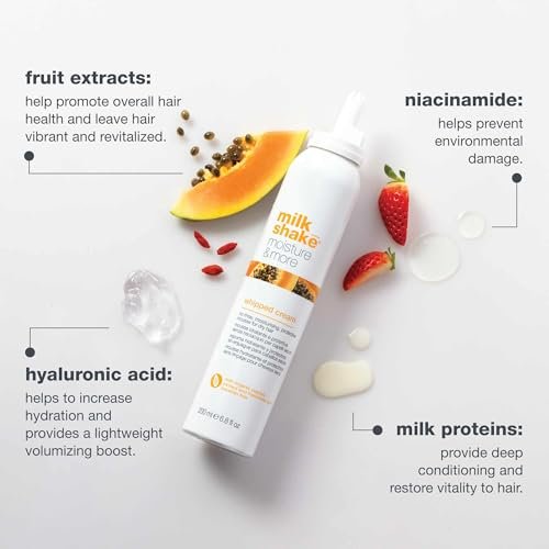 milk_shake Moisture & More Whipped Cream - Conditioning No Rinse Hair Moisturizer Foam, Shinier Hair with Healthy Glow, Boosts Softness, 6.8 fl oz (200 ml) Avelisse