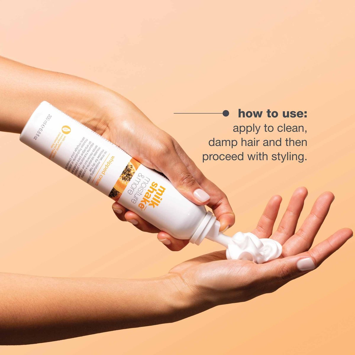 milk_shake Moisture & More Whipped Cream - Conditioning No Rinse Hair Moisturizer Foam, Shinier Hair with Healthy Glow, Boosts Softness, 6.8 fl oz (200 ml) Avelisse