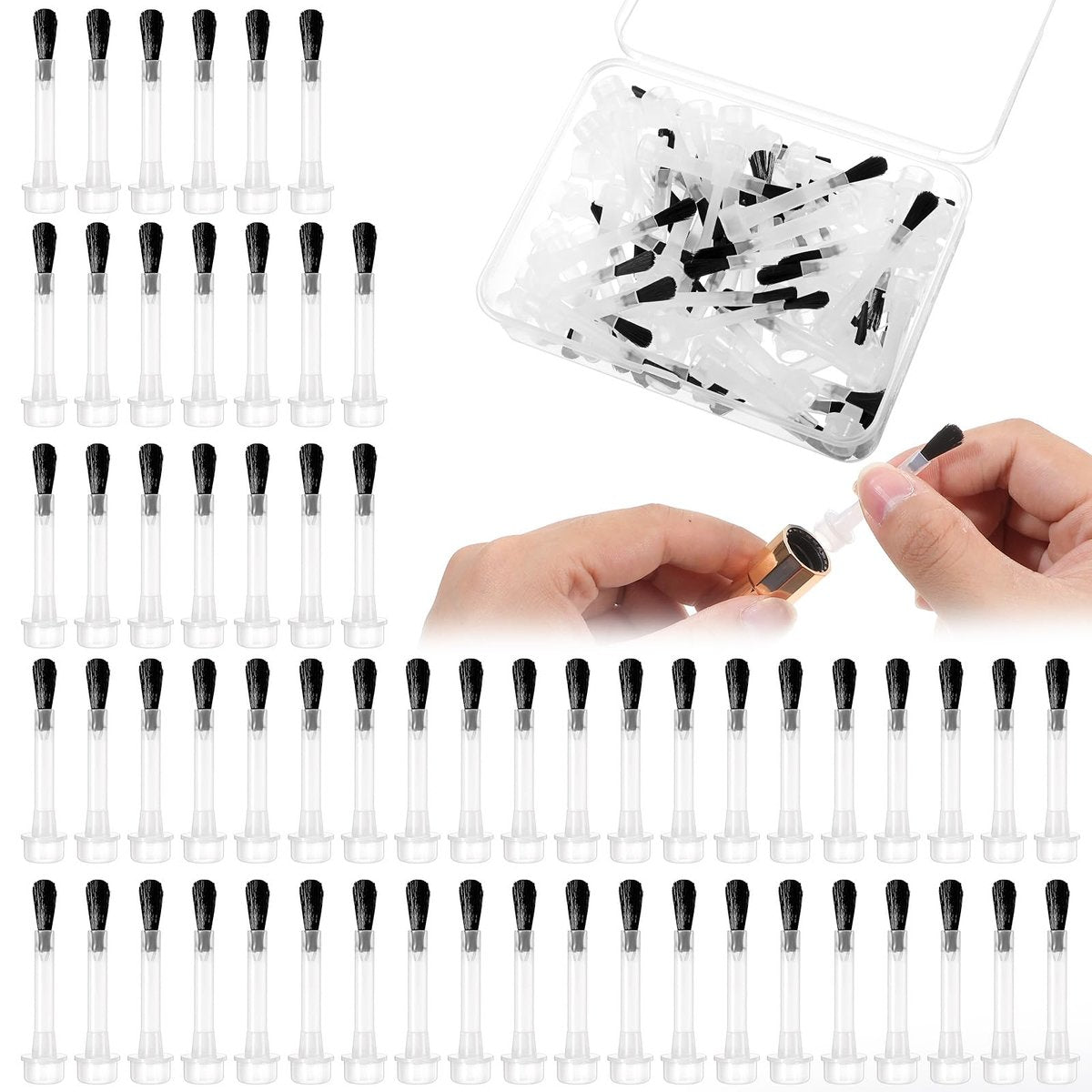 66pcs Disposable Nail Polish Brush Replacement Set - Plastic Handle, Soft Bristles for Nail Art, Dip Liquid, and Cleaning - görsel 1