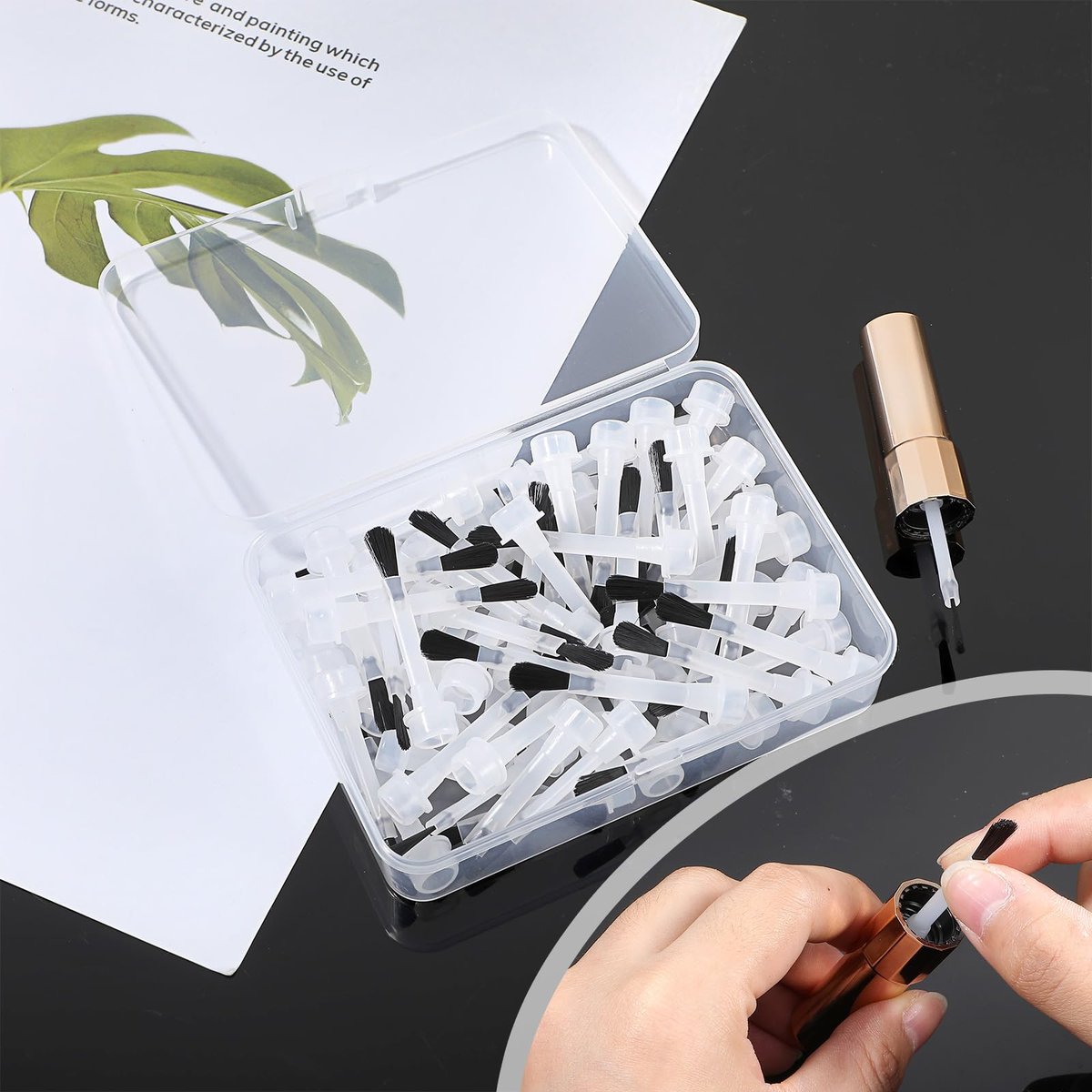 66pcs Disposable Nail Polish Brush Replacement Set - Plastic Handle, Soft Bristles for Nail Art, Dip Liquid, and Cleaning - görsel 11