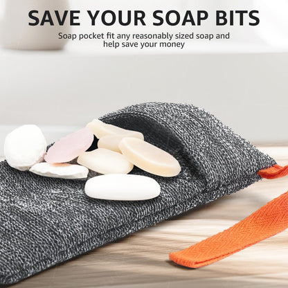 Xeiophoy 2-Pack Soap Bags – Nylon Exfoliating Bar Soap Pouch & Body Scrubber for Deep Cleansing