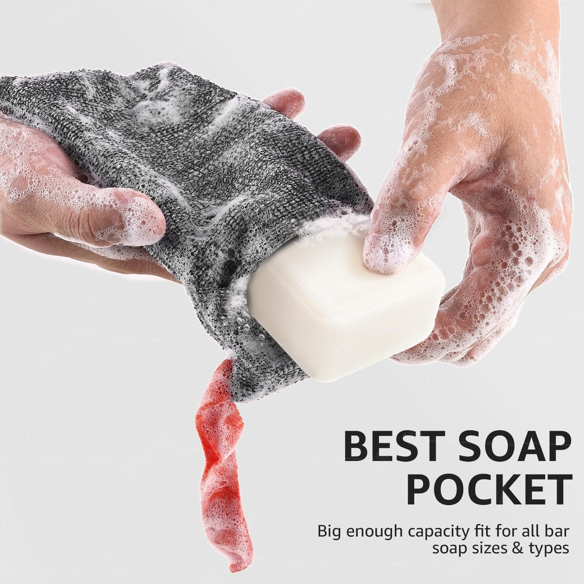 Xeiophoy 2-Pack Soap Bags – Nylon Exfoliating Bar Soap Pouch & Body Scrubber for Deep Cleansing - görsel 7