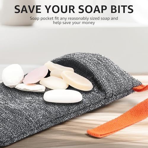 Xeiophoy 2-Pack Soap Bags – Nylon Exfoliating Bar Soap Pouch & Body Scrubber for Deep Cleansing - görsel 6
