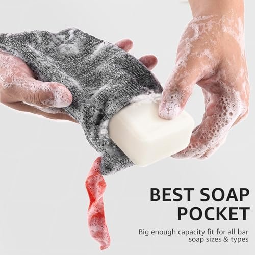 Xeiophoy 2-Pack Soap Bags – Nylon Exfoliating Bar Soap Pouch & Body Scrubber for Deep Cleansing - görsel 8