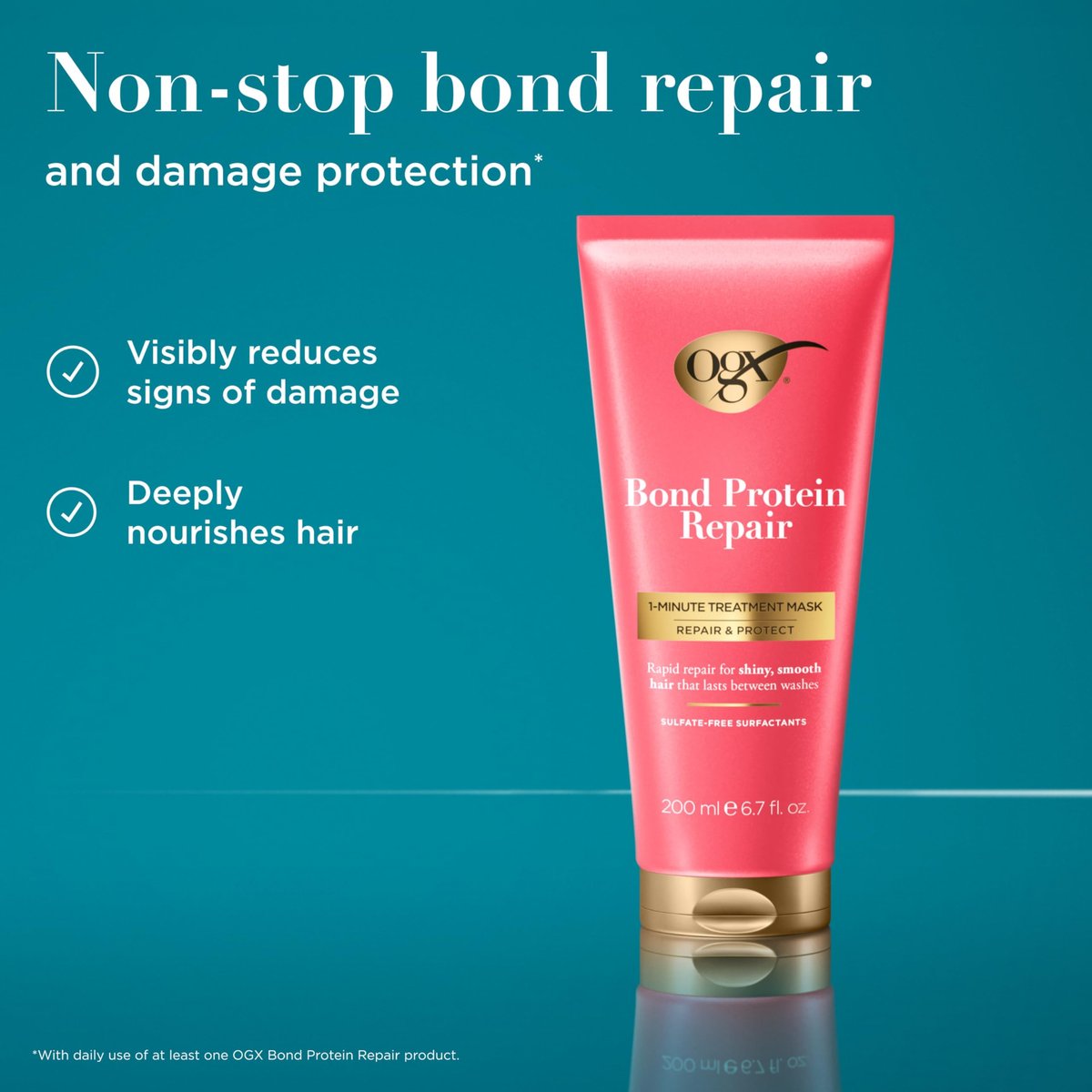 OGX Repair & Protect Bond Protein Repair 1-Minute Treatment Mask - Deep Conditioning Hair Mask for Damaged Hair, 6.7 fl oz - görsel 4