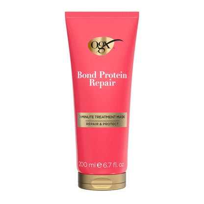 OGX Repair & Protect Bond Protein Repair 1-Minute Treatment Mask - Deep Conditioning Hair Mask for Damaged Hair, 6.7 fl oz