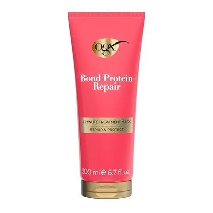 OGX Repair & Protect Bond Protein Repair 1-Minute Treatment Mask - Deep Conditioning Hair Mask for Damaged Hair, 6.7 fl oz