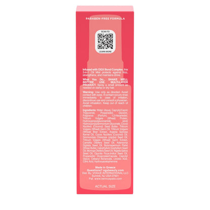 OGX Repair & Protect Bond Protein Repair 3-in-1 Oil Mist - Strengthens Dry, Damaged Hair, Fights Frizz, Adds Shine - Paraben-Free - 1.7 oz